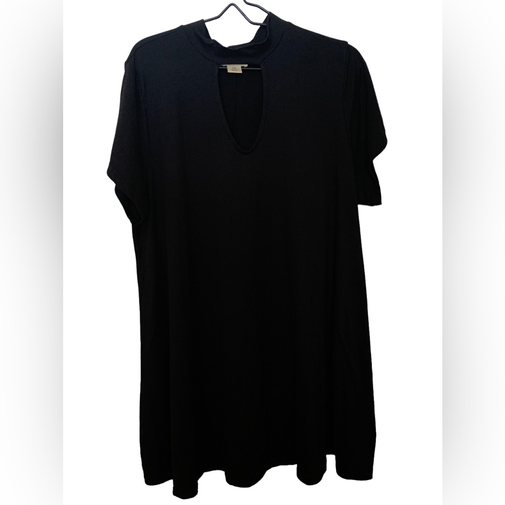 WISHFUL PARK Black Short Sleeve Keyhole Dress Long or Tunic Women’s Plus Size 2X